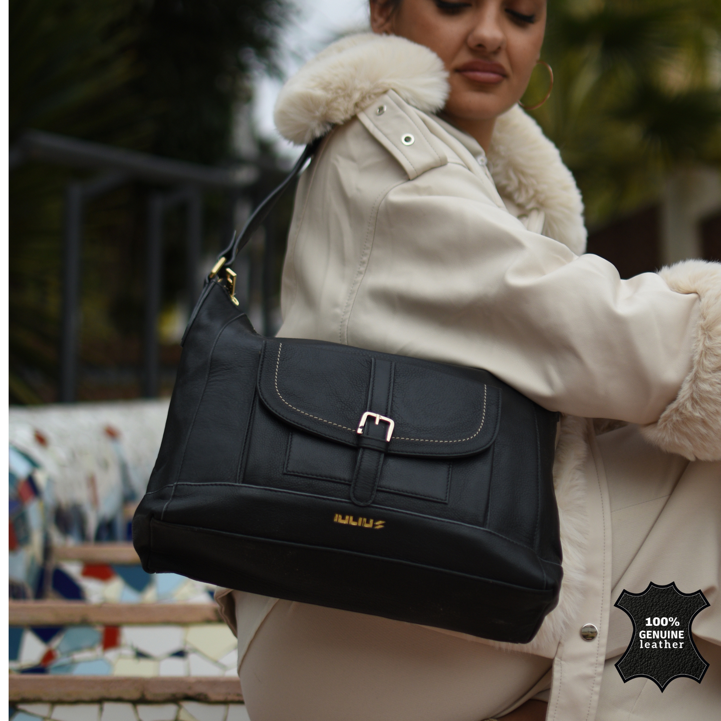 Bolso de Piel Genuina Color Negro – Iulius | Elegancia y Funcionalidad en un Solo Diseño