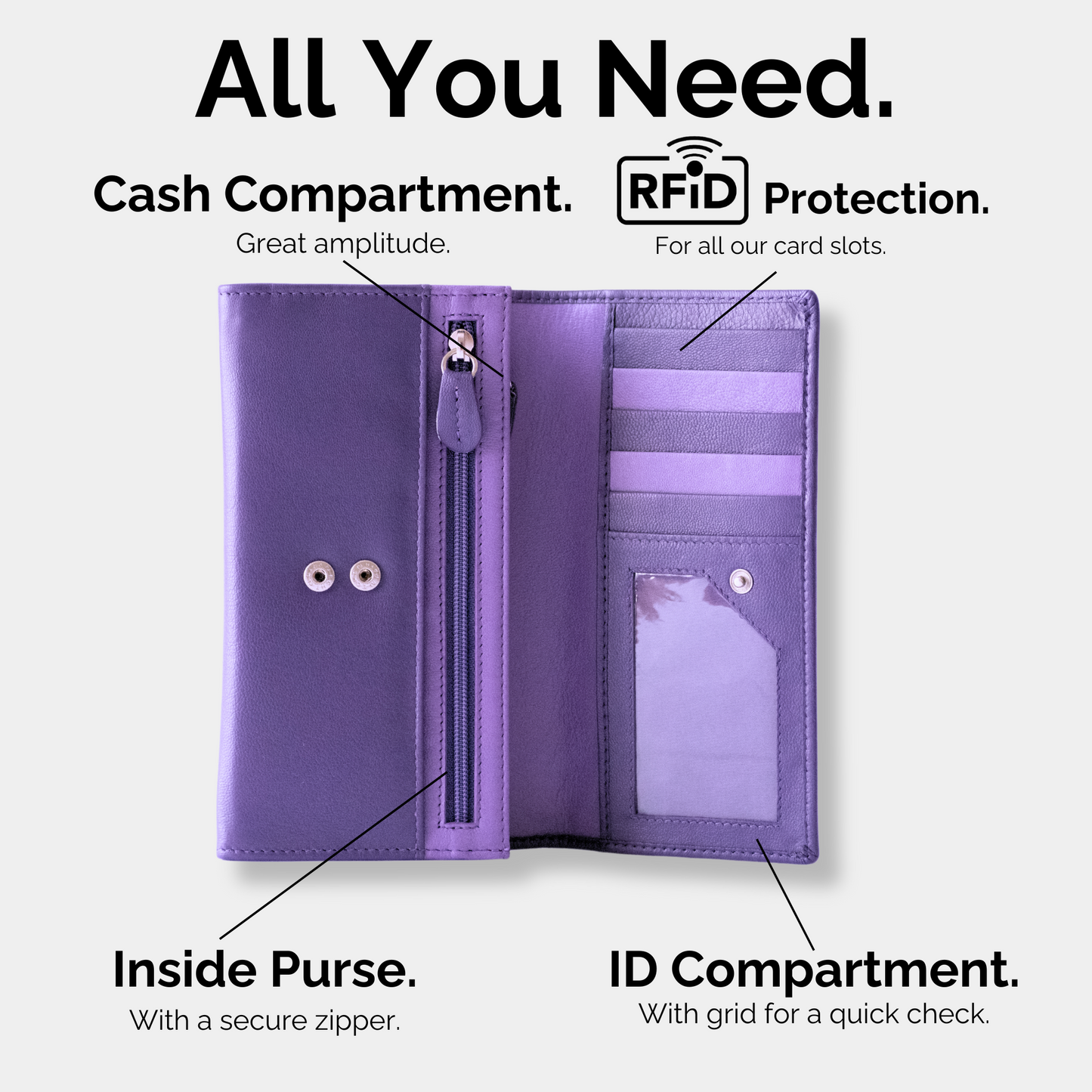 Cartera de Cuero para Mujer – Modelo Violette – IULIUS