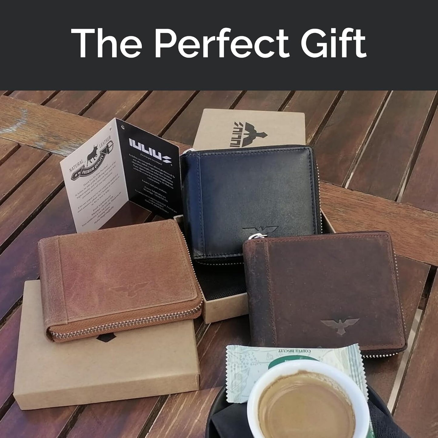 Cartera Zipper de Cuero Negro – Estilo Minimalista – IULIUS