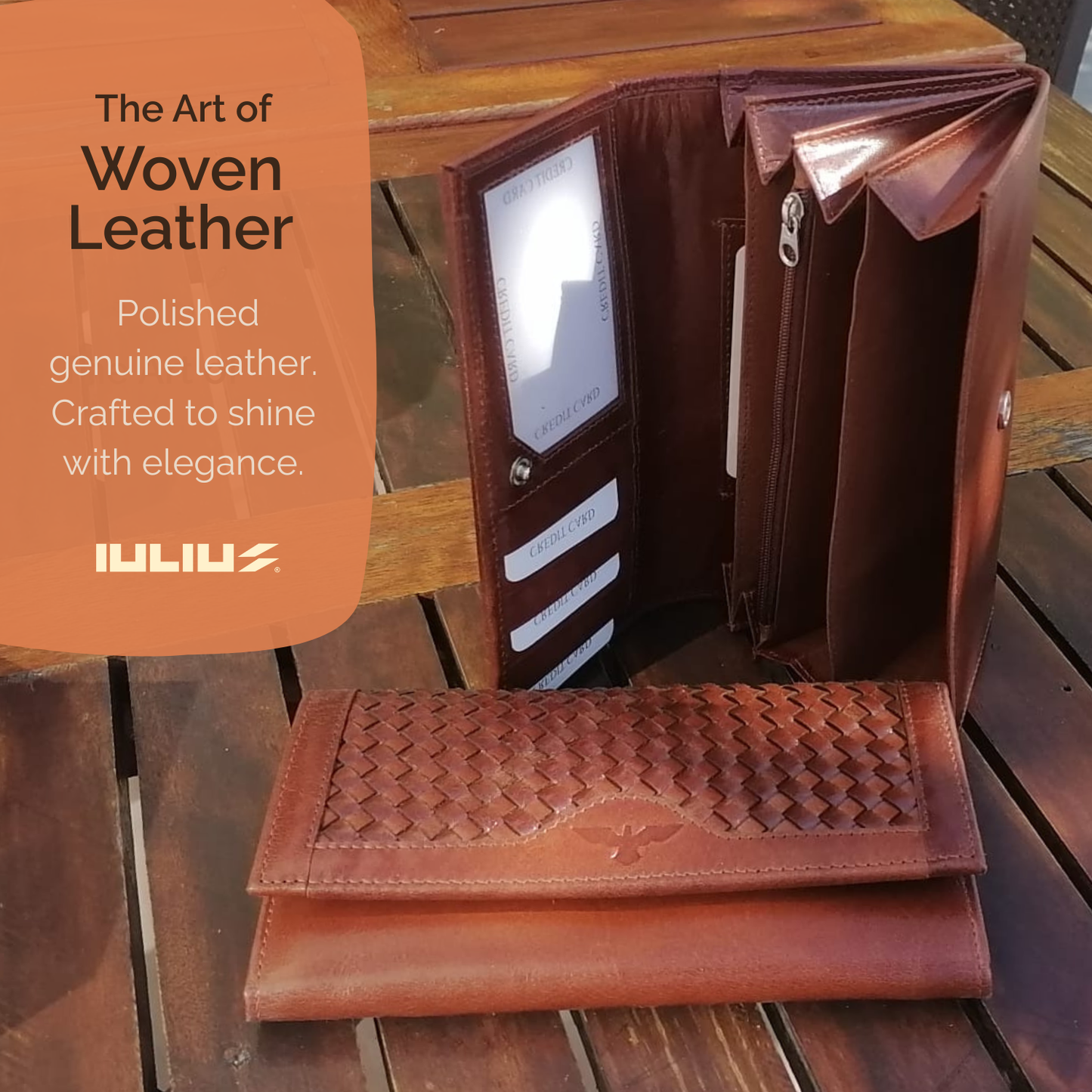 Cartera de Cuero Trenzado (Caramelo)