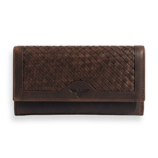 Cartera de Cuero Trenzado ( Café)