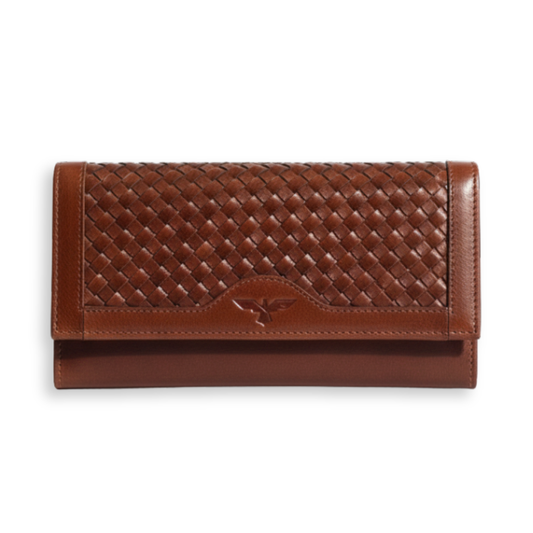 Cartera de Cuero Trenzado (Caramelo)