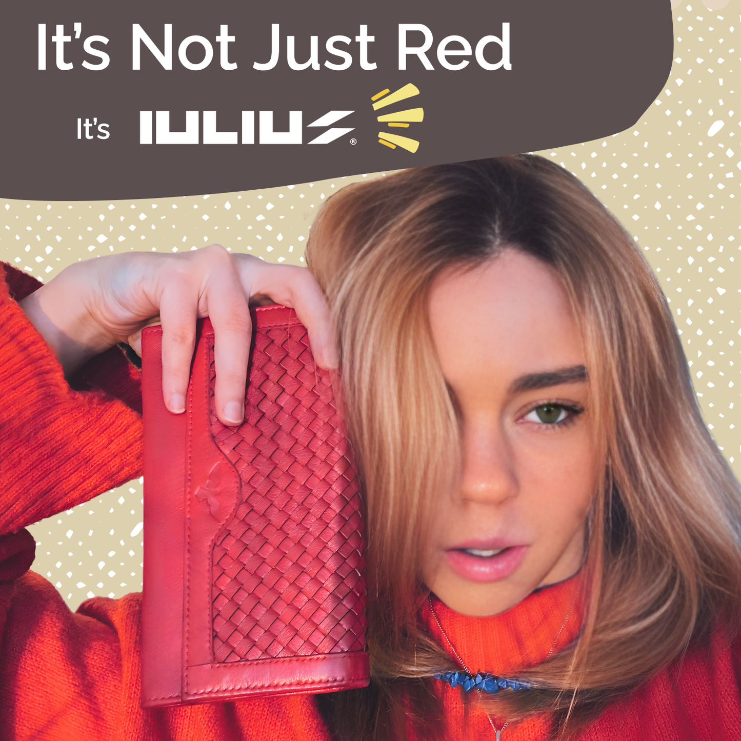 Cartera de Cuero Trenzado (Roja)