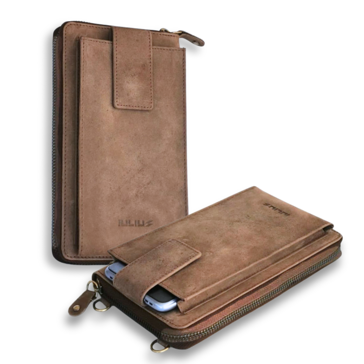 Bolso Cruzado de Cuero para Móvil (Marrón Piedra)