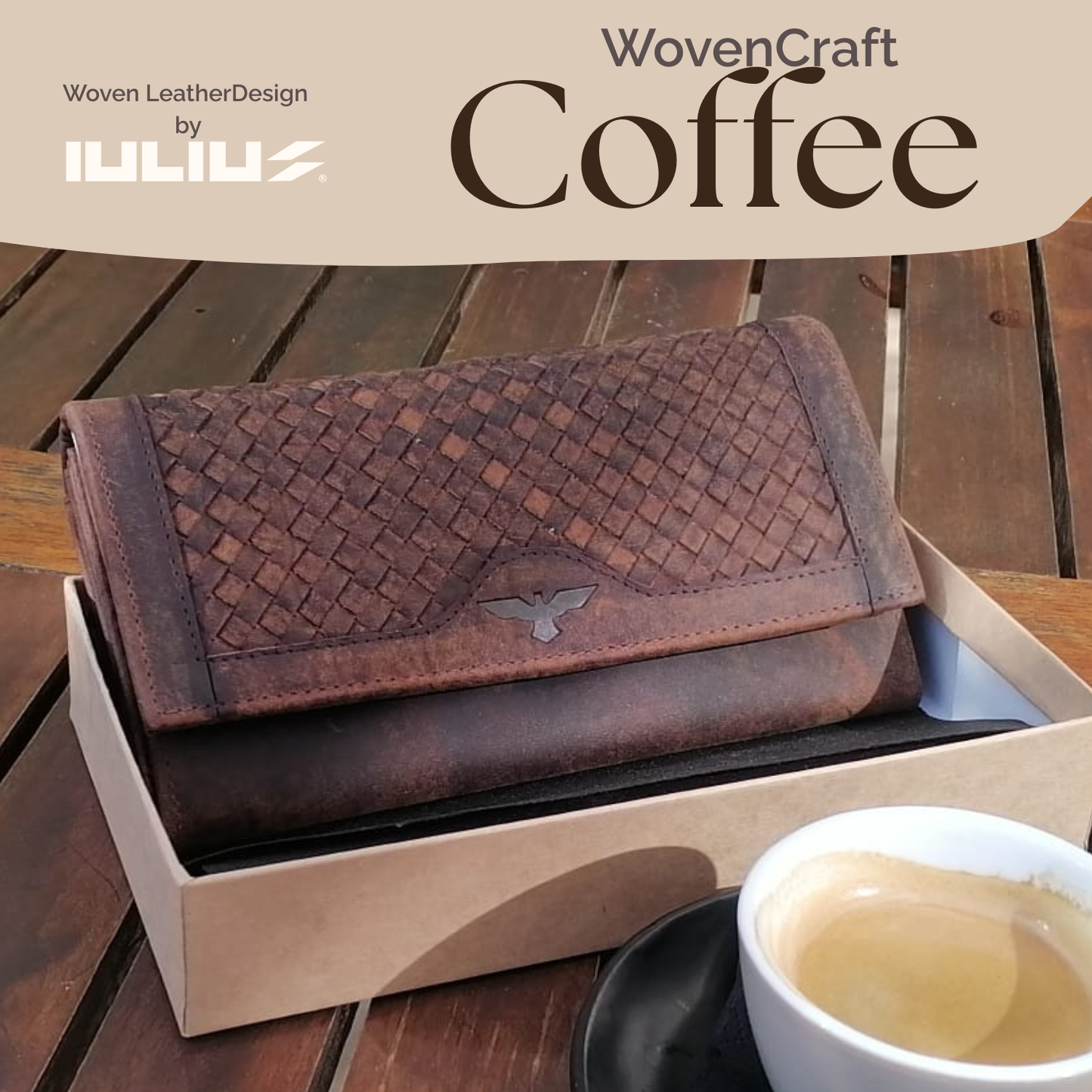Cartera de Cuero Trenzado ( Café)