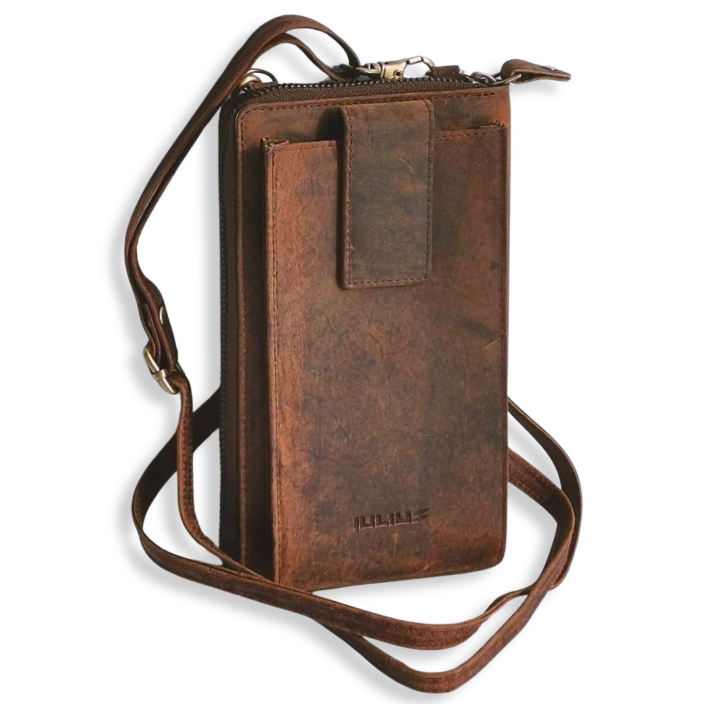 Bolso Cruzado de Cuero para Móvil (Café)