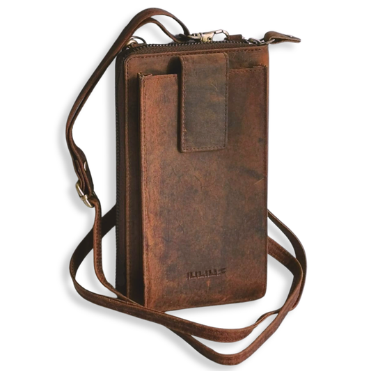 Bolso Cruzado de Cuero para Móvil (Café)