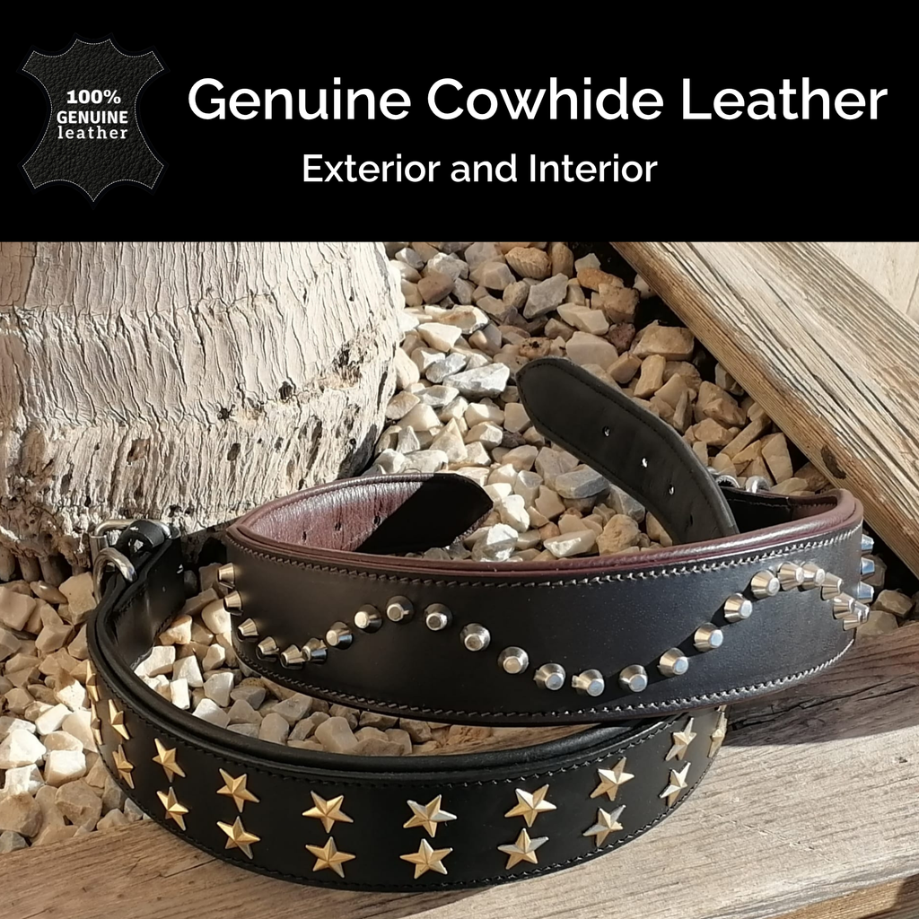 Collar de Cuero Genuino para Perros – Estilo Punk con Tachuelas – Talla XL 5cm Ancho | IULIUS