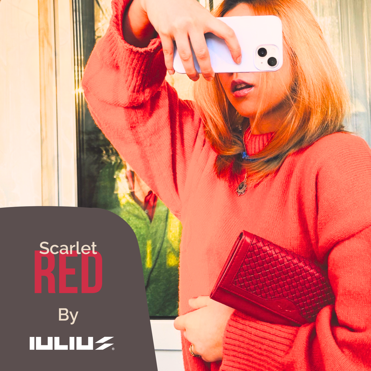 Cartera de Cuero Trenzado (Roja)