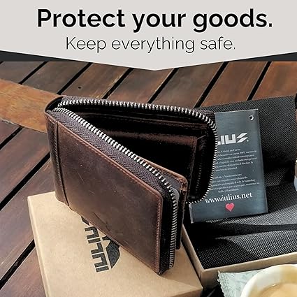 Cartera Zipper de Cuero Full Grain – Estilo Clásico –