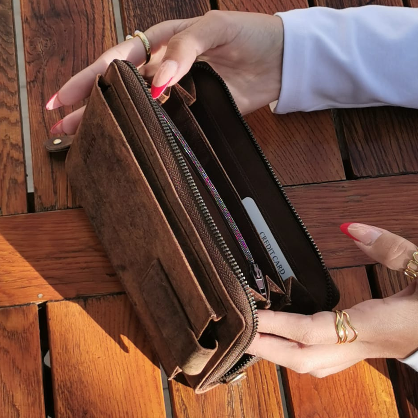 Bolso Cruzado de Cuero para Móvil (Café)