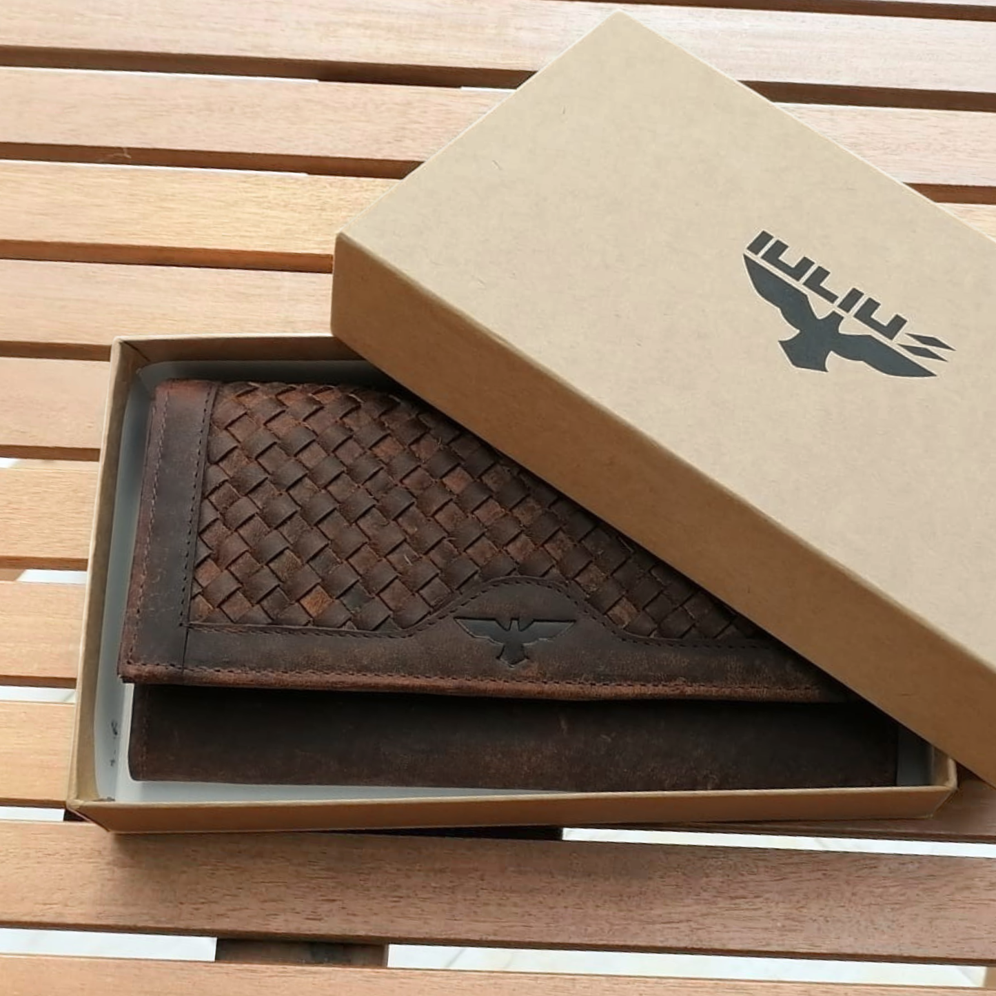 Cartera de Cuero Trenzado ( Café)