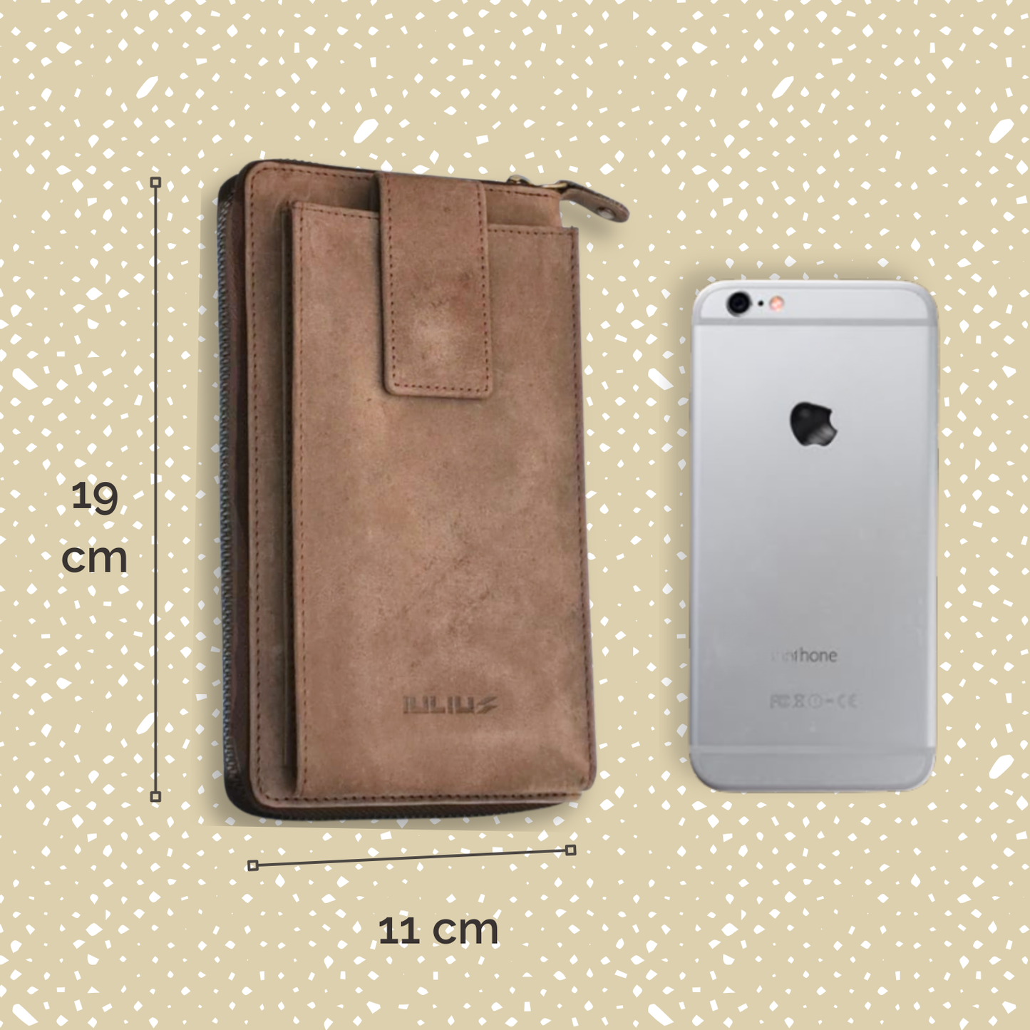 Bolso Cruzado de Cuero para Móvil (Marrón Piedra)