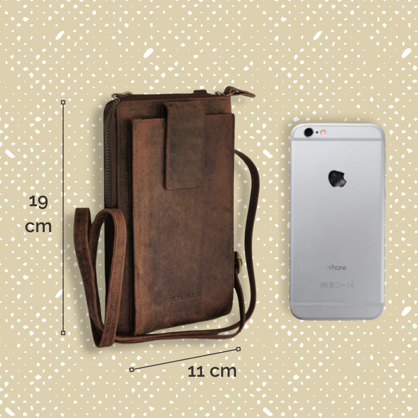 Bolso Cruzado de Cuero para Móvil (Café)