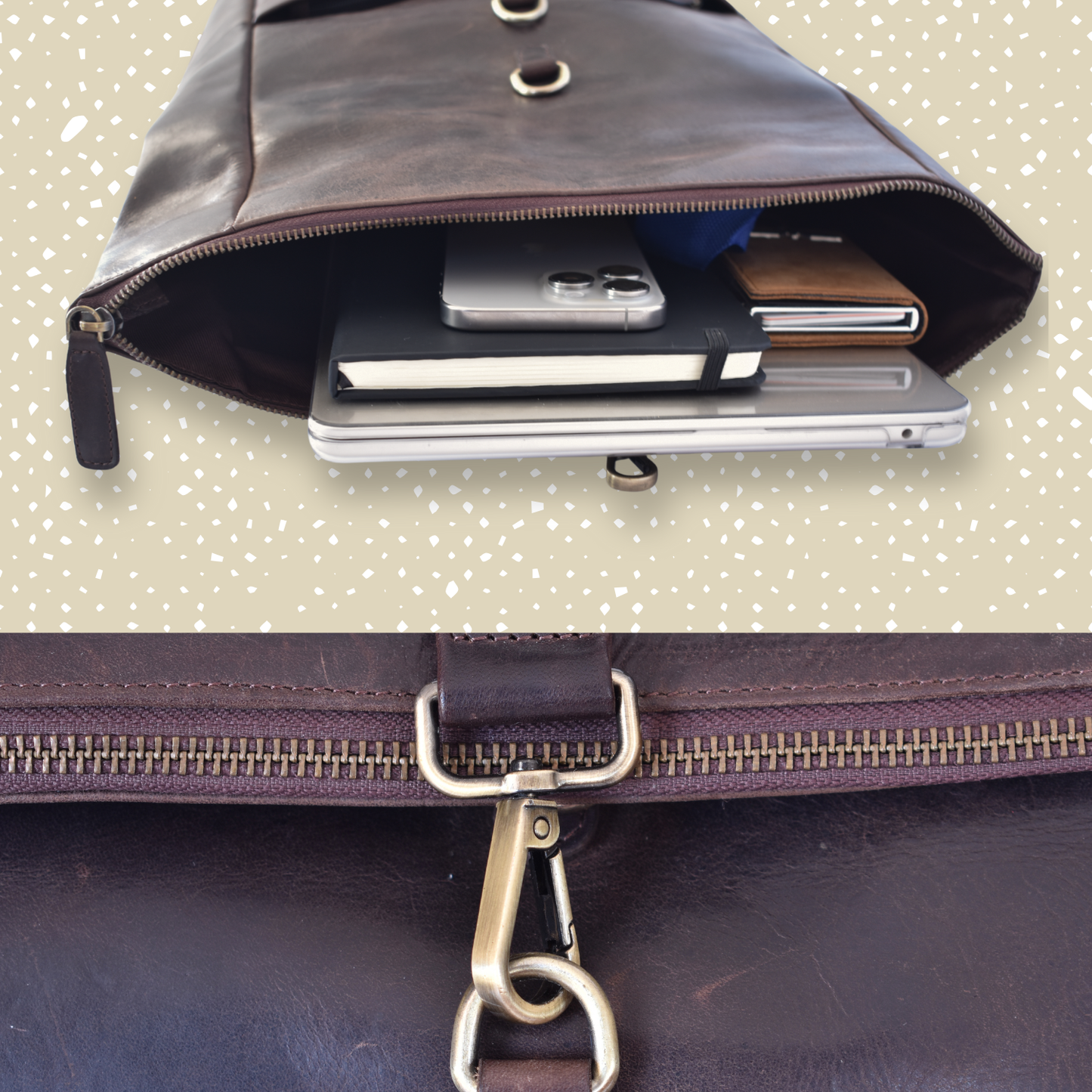 Mochila de Cuero Roll-Top Marrón Oscuro – Para Portátiles – IULIUS