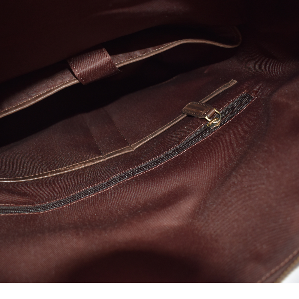 Roll-Top Leather Backpack – Dark Brown