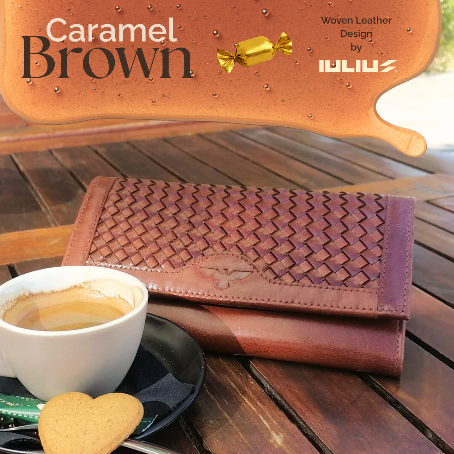 Cartera de Cuero Trenzado (Caramelo)