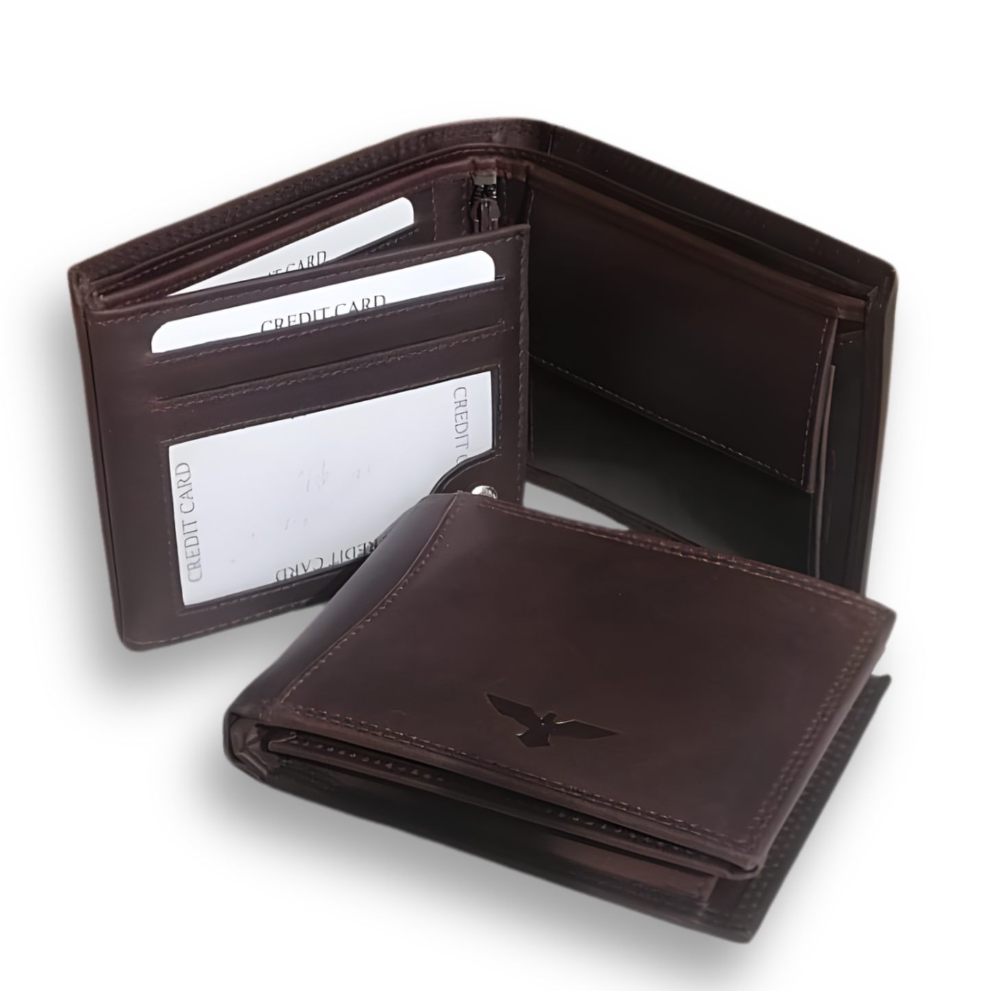 Billetera Clásica de Cuero Auténtico Café – Compacta – IULIUS