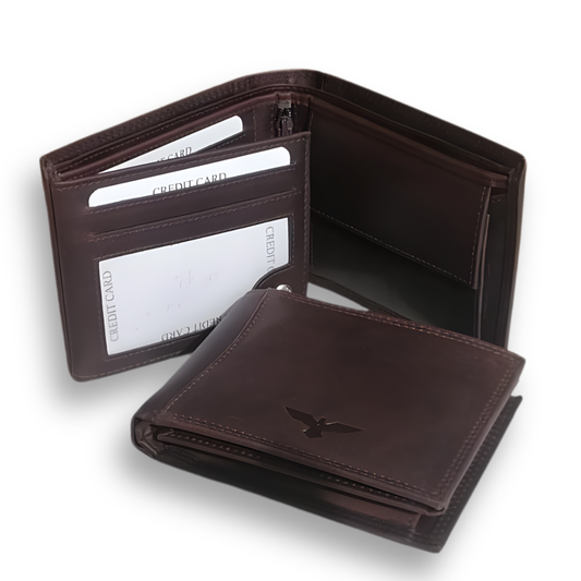 Billetera Clásica de Cuero Auténtico Café – Compacta – IULIUS