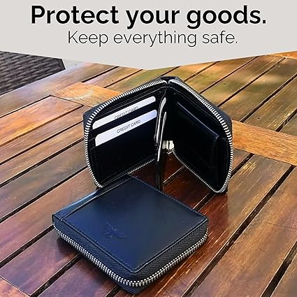 Cartera Zipper de Cuero Negro – Estilo Minimalista – IULIUS