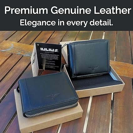 Cartera Zipper de Cuero Negro – Estilo Minimalista – IULIUS