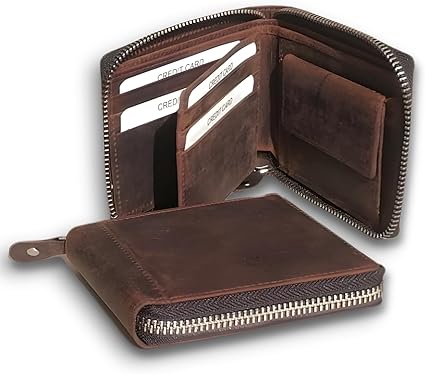 Cartera Zipper de Cuero Full Grain – Estilo Clásico –